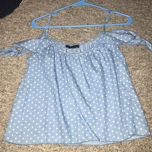 Polka dot off the shoulder shirt